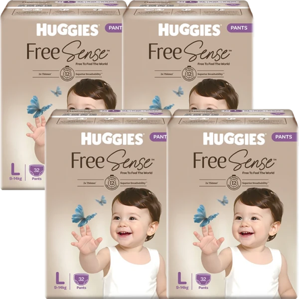 Combo 4 tã quần Huggies Free Sense size L 32 miếng