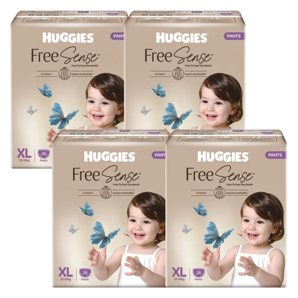 Combo 4 tã quần Huggies Free Sense size XL 28 miếng
