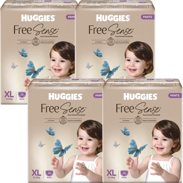 Combo 4 tã quần Huggies Free Sense size XL 28 miếng