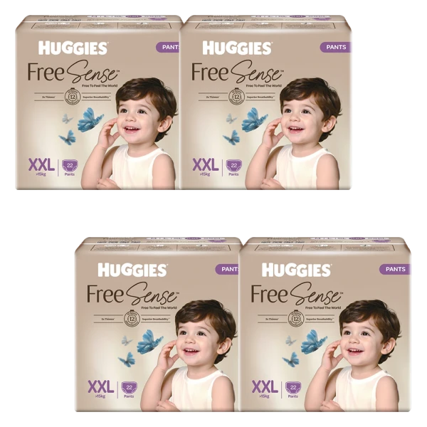 Combo 4 tã quần Huggies Free Sense size XXL 22 miếng