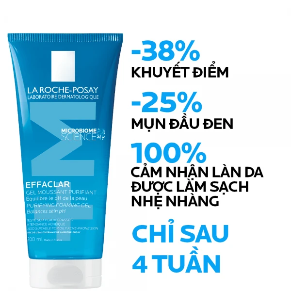 Gel rửa mặt La Roche-Posay Effaclar cho da dầu mụn từ 10 tuổi (200ml)