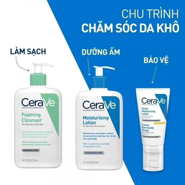 Sữa rửa mặt CeraVe Foaming Cleanser cho da thường đến da dầu (473ml)