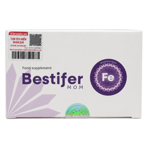 Thực phẩm bảo vệ sức khỏe Bestifer Mom bổ sung sắt cho mẹ bầu và sau sinh (5ml x 24 gói)