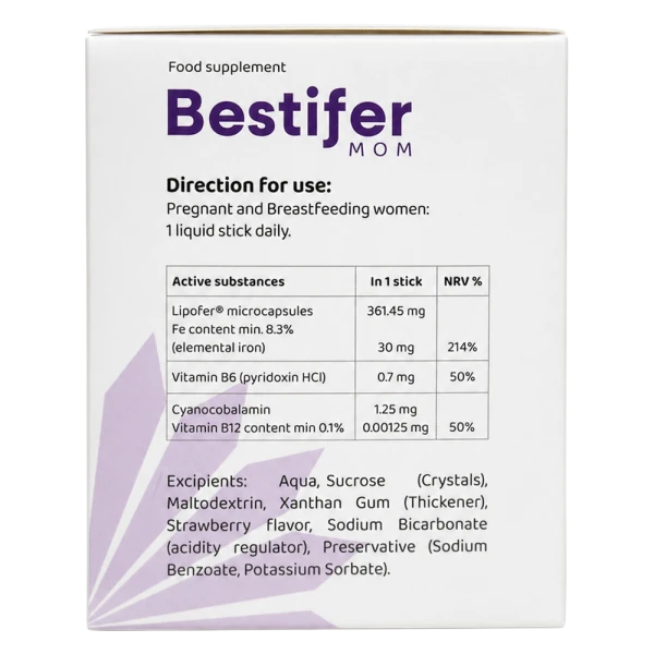 Thực phẩm bảo vệ sức khỏe Bestifer Mom bổ sung sắt cho mẹ bầu và sau sinh (5ml x 24 gói)