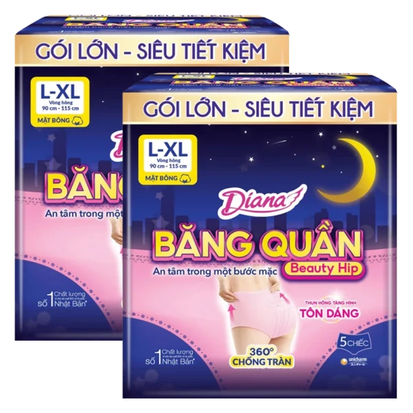 Combo 2 Băng vệ sinh Quần Diana Sensi Beauty Hip L/XL (5 miếng)