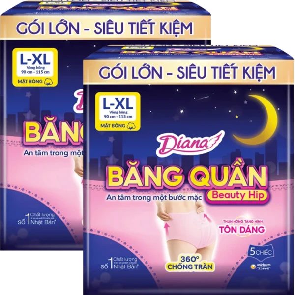 Combo 2 Băng vệ sinh Quần Diana Sensi Beauty Hip L/XL (5 miếng)
