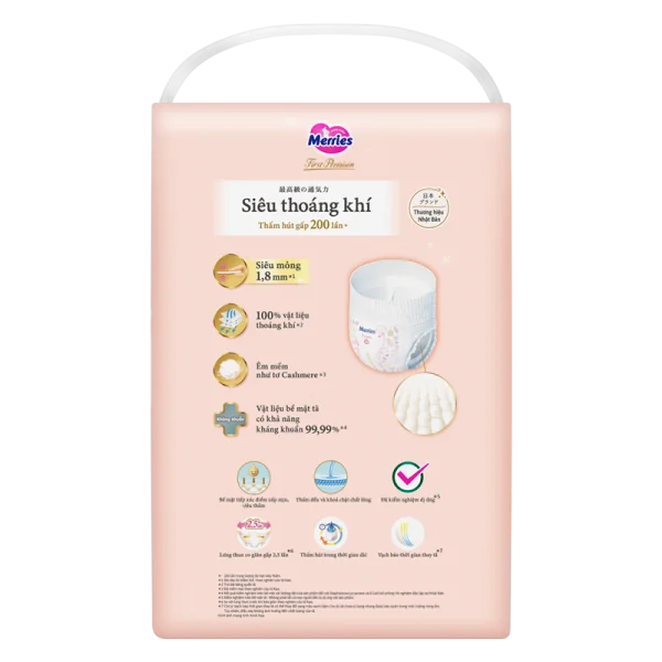 Tã quần Merries First Premium siêu thoáng khí size M 48 miếng (6–11kg)