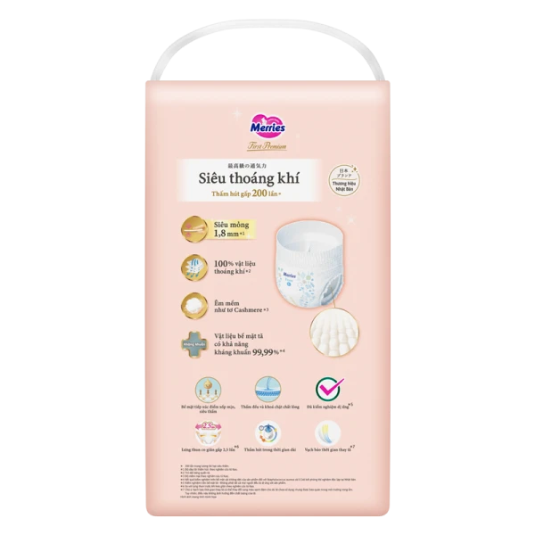 Tã quần Merries First Premium siêu thoáng khí size L 40 miếng (9–14kg)