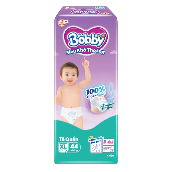Bỉm t&atilde; quần Bobby size XL 46 miếng (12-17kg) (sản phẩm được giao với bao b&igrave; ngẫu nhi&ecirc;n)
