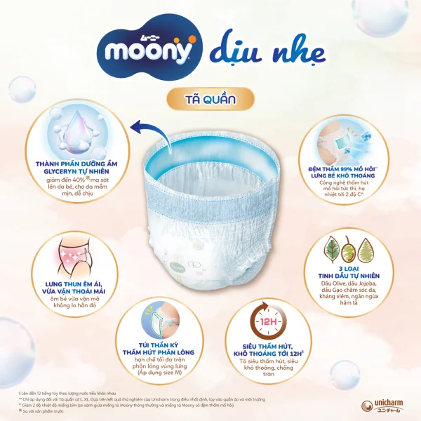 Tã quần Moony Dịu nhẹ (L, 36 miếng) (giao bao bì ngẫu nhiên)