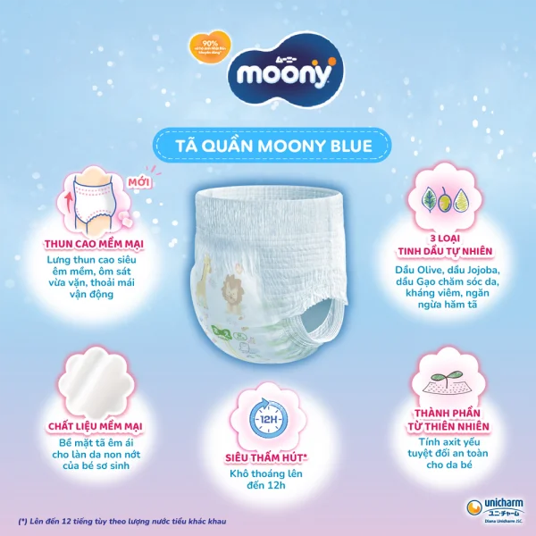 Bỉm tã quần Moony bé gái size L 44 miếng (9-14kg) (giao bao bì ngẫu nhiên)
