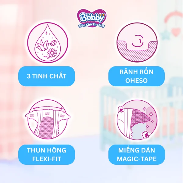 Tã dán Bobby siêu thấm - khô thoáng  (Sơ sinh, dưới 5kg, 70 miếng) (giao bao bì ngẫu nhiên)