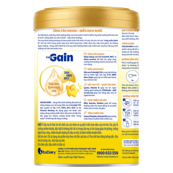 Sữa Colos Gain 1+ 800g (1 - 10 tuổi) - Giao bao bì ngẫu nhiên