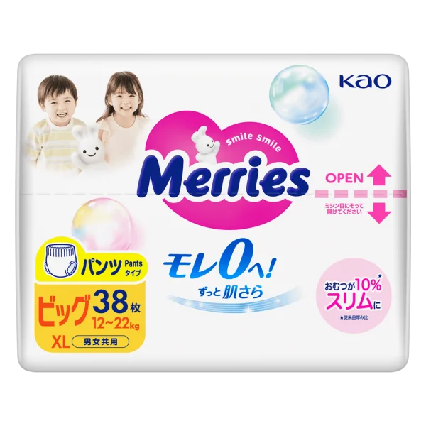 Tã quần Merries (XL, 12-22kg, 38 miếng) (giao bao bì ngẫu nhiên)
