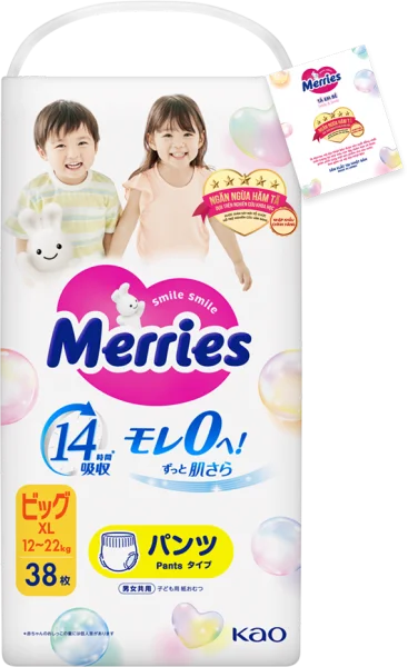 Tã quần Merries (XL, 12-22kg, 38 miếng) (giao bao bì ngẫu nhiên)