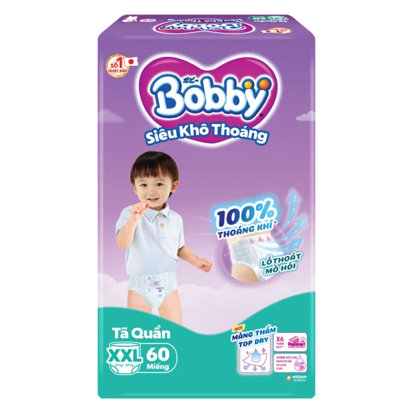 Tã quần Bobby size XXL, 60 miếng (giao bao bì ngẫu nhiên)