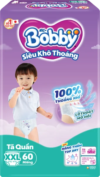 Tã quần Bobby size XXL, 60 miếng (giao bao bì ngẫu nhiên)