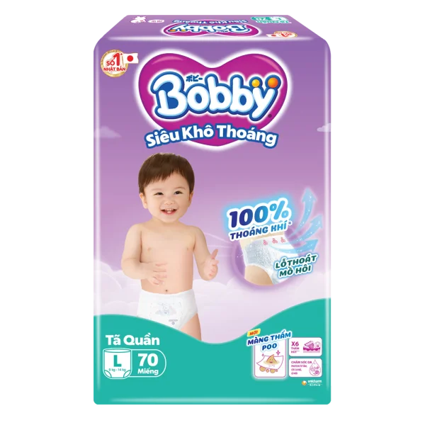 Tã quần Bobby size L, 70 miếng (giao bao bì ngẫu nhiên)