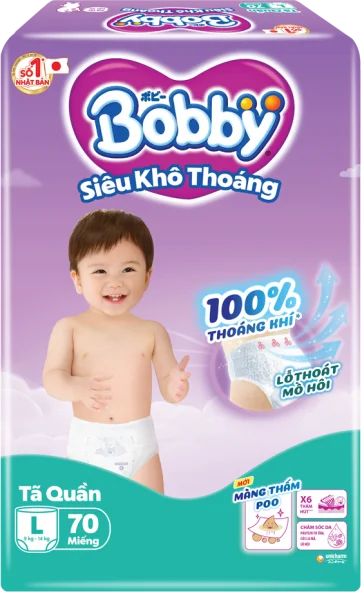Tã quần Bobby size L, 70 miếng (giao bao bì ngẫu nhiên)