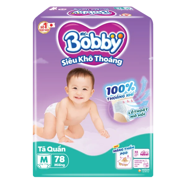 Tã quần Bobby size M, 78 miếng (giao bao bì ngẫu nhiên)