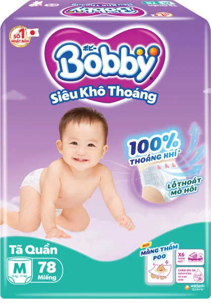 Tã quần Bobby size M, 78 miếng (giao bao bì ngẫu nhiên)