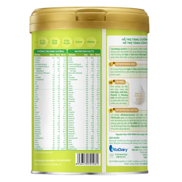 Sữa ColosBaby Gold 0+ 800g - S (0-12 tháng) - Giao bao bì ngẫu nhiên