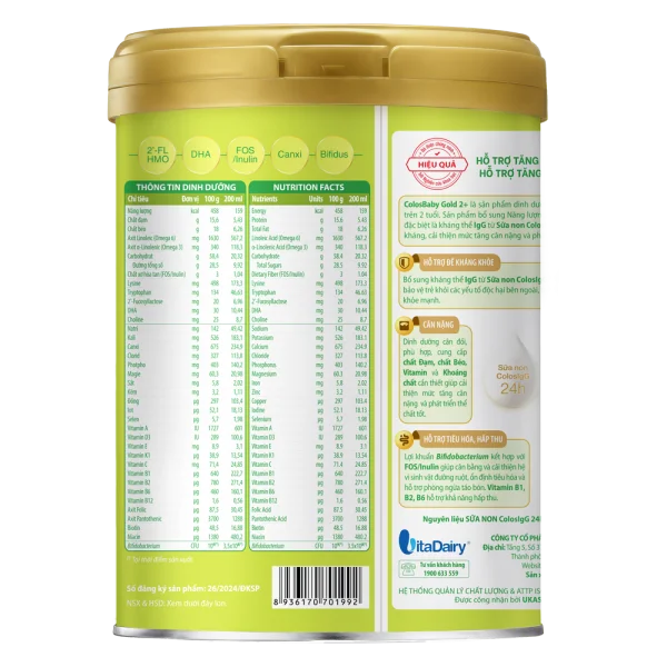 Sữa ColosBaby Gold 2+ 800g - S (Trên 2 tuổi) - Giao bao bì ngẫu nhiên