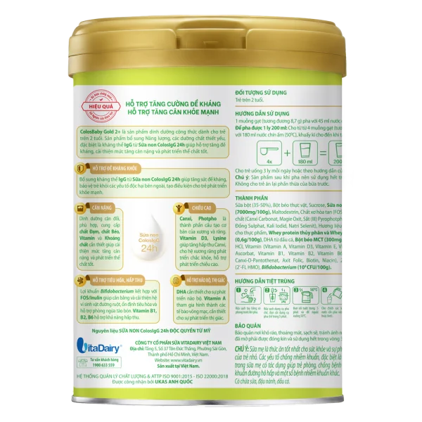 Sữa ColosBaby Gold 2+ 800g - S (Trên 2 tuổi) - Giao bao bì ngẫu nhiên