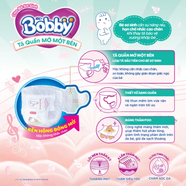 Bobby Quần Mở Một Bên Newborn 70M *giao bao bì ngẫu nhiên