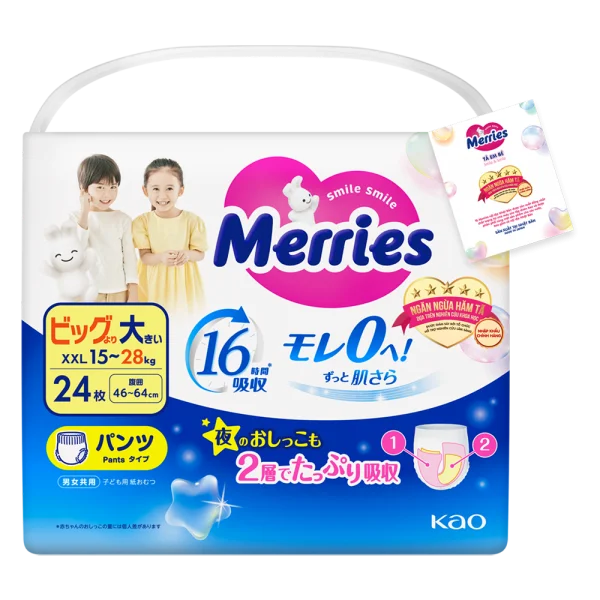 Tã quần Merries (XXL, 15-28kg, 24 miếng) - Bao bì giao ngẫu nhiên