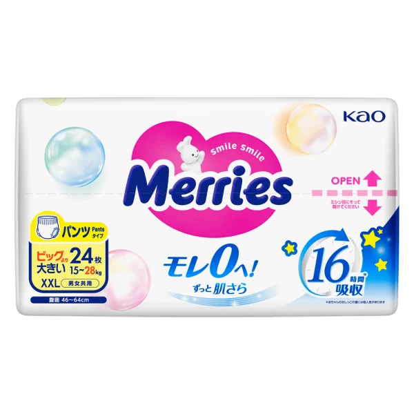 Combo 3 Tã quần Merries (XXL, 15-28kg, 24 miếng)