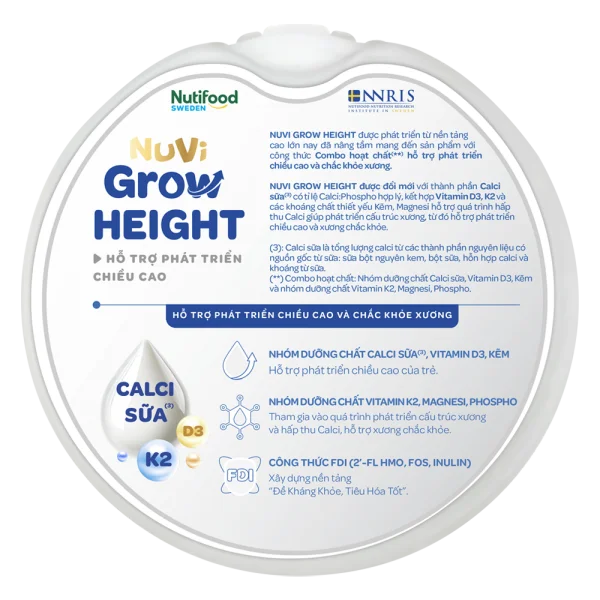 Sản phẩm dinh dưỡng công thức Nuvi Grow Height 1+ cho trẻ 1-2 tuổi (800g)