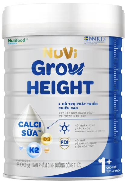 Sản phẩm dinh dưỡng công thức Nuvi Grow Height 1+ cho trẻ 1-2 tuổi (800g)