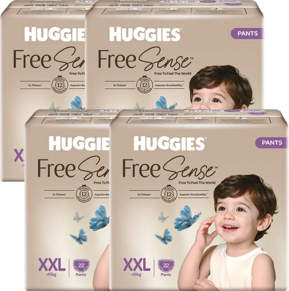 Combo 4 tã quần Huggies Free Sense size XXL 22 miếng