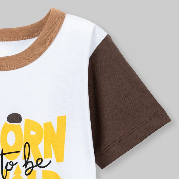Bộ bé trai ngắn Animo Easy FW26 HN0926045 (1-4Y,Trắng-Nâu đậm)