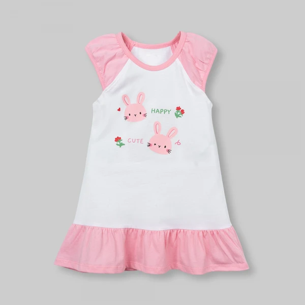 Đầm bé gái Animo Easy FW26 TQ0826078 (1Y-4Y,Hồng-trắng)