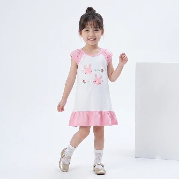 Đầm bé gái Animo Easy FW26 TQ0826078 (1Y-4Y,Hồng-trắng)