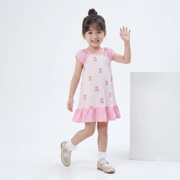 Đầm bé gái Animo Easy FW26 TQ0926062 (1Y-4Y,Hồng)