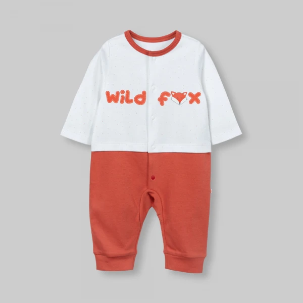 Bodysuit đông bé trai dài Animo Fox FW26 VD0726065 (0-12M,Trắng-Đỏ đô)