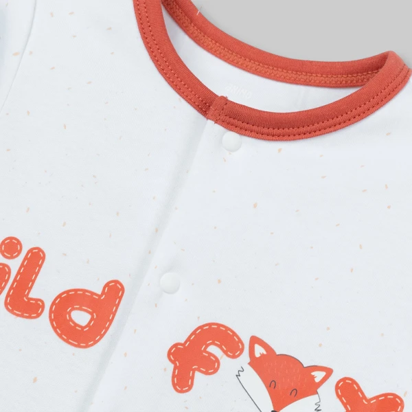 Bodysuit đông bé trai dài Animo Fox FW26 VD0726065 (0-12M,Trắng-Đỏ đô)