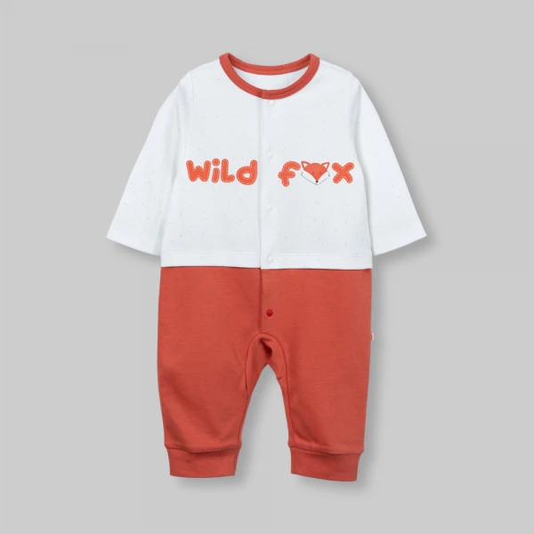 Bodysuit đông bé trai dài Animo Fox FW26 VD0726065 (0-12M,Trắng-Đỏ đô)
