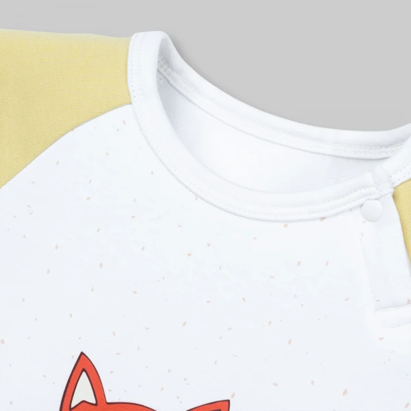 Bodysuit đông bé trai dài Animo Fox FW26 VD0726067 (0-12M,Trắng-lá nhạt)