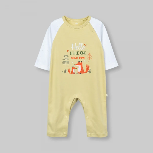 Bodysuit đông bé trai dài Animo Fox FW26 VD0726068 (0-12M,Lá-trắng)