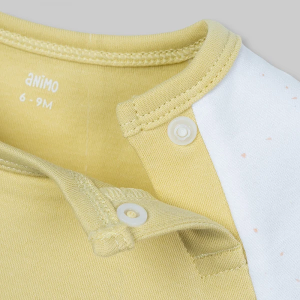 Bodysuit đông bé trai dài Animo Fox FW26 VD0726068 (0-12M,Lá-trắng)