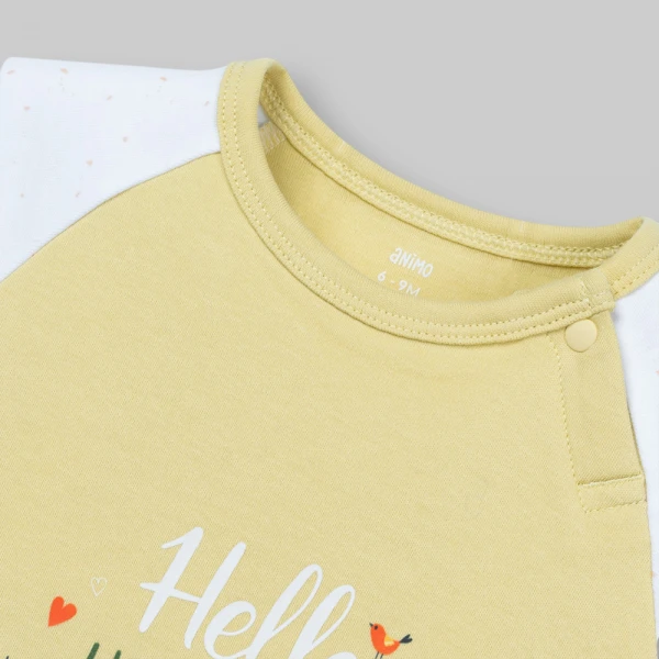 Bodysuit đông bé trai dài Animo Fox FW26 VD0726068 (0-12M,Lá-trắng)