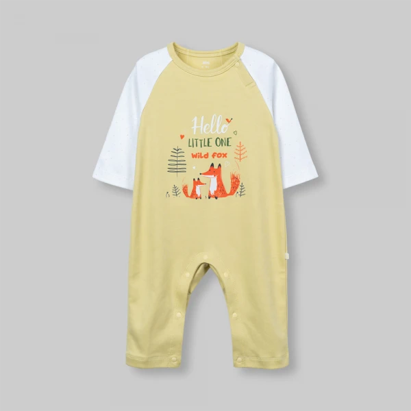 Bodysuit đông bé trai dài Animo Fox FW26 VD0726068 (0-12M,Lá-trắng)
