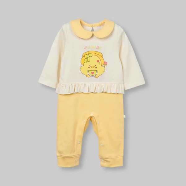 Bodysuit đông bé gái dài Animo Hola FW26 VD0726061 (0-12M,Kem-Vàng)