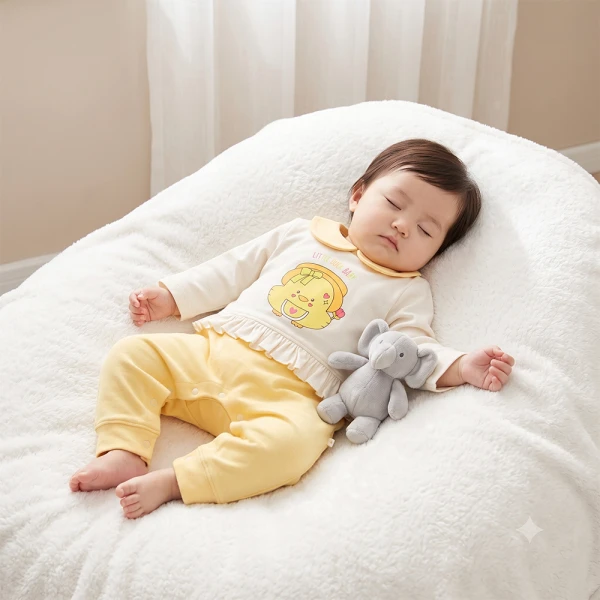 Bodysuit đông bé gái dài Animo Hola FW26 VD0726061 (0-12M,Kem-Vàng)