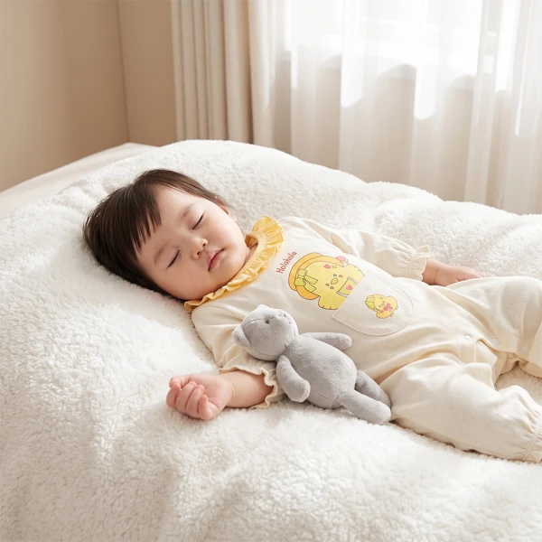 Bodysuit đông bé gái dài Animo Hola FW26 VD0726062 (0-12M,Kem)