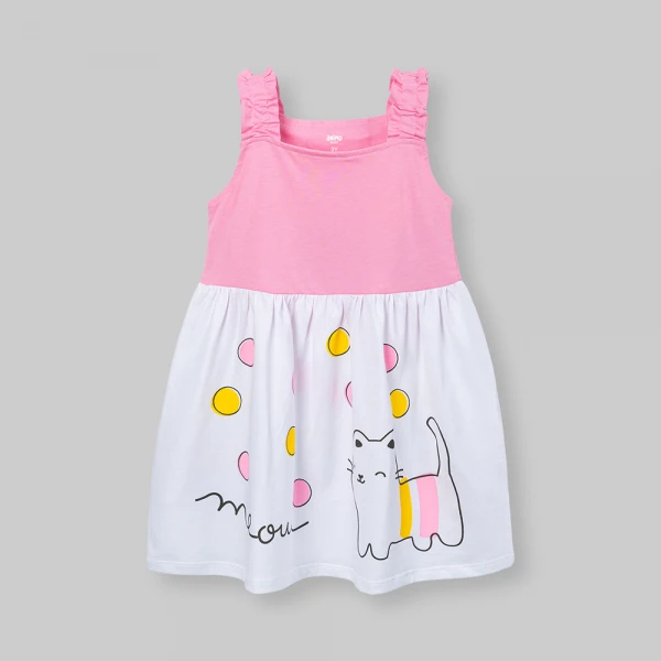 Đầm bé gái Animo Easy SU26 LU0826003 (1Y-4Y,Hồng-trắng)